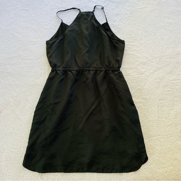 Madewell Drawstring Racerback 100% Silk Daybreak Dress in Black | Size 10 - Picture 6 of 8